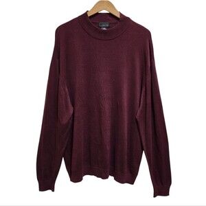 Cezani Sweater Mens XXL Burgundy Silk Cotton Crew Long Sleeve Lightweight Soft